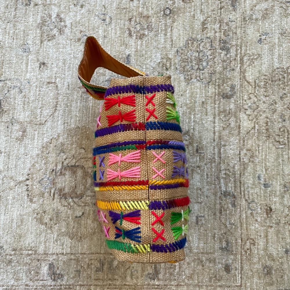 Vintage Colorful Burlap Bag. - Picture 3 of 14